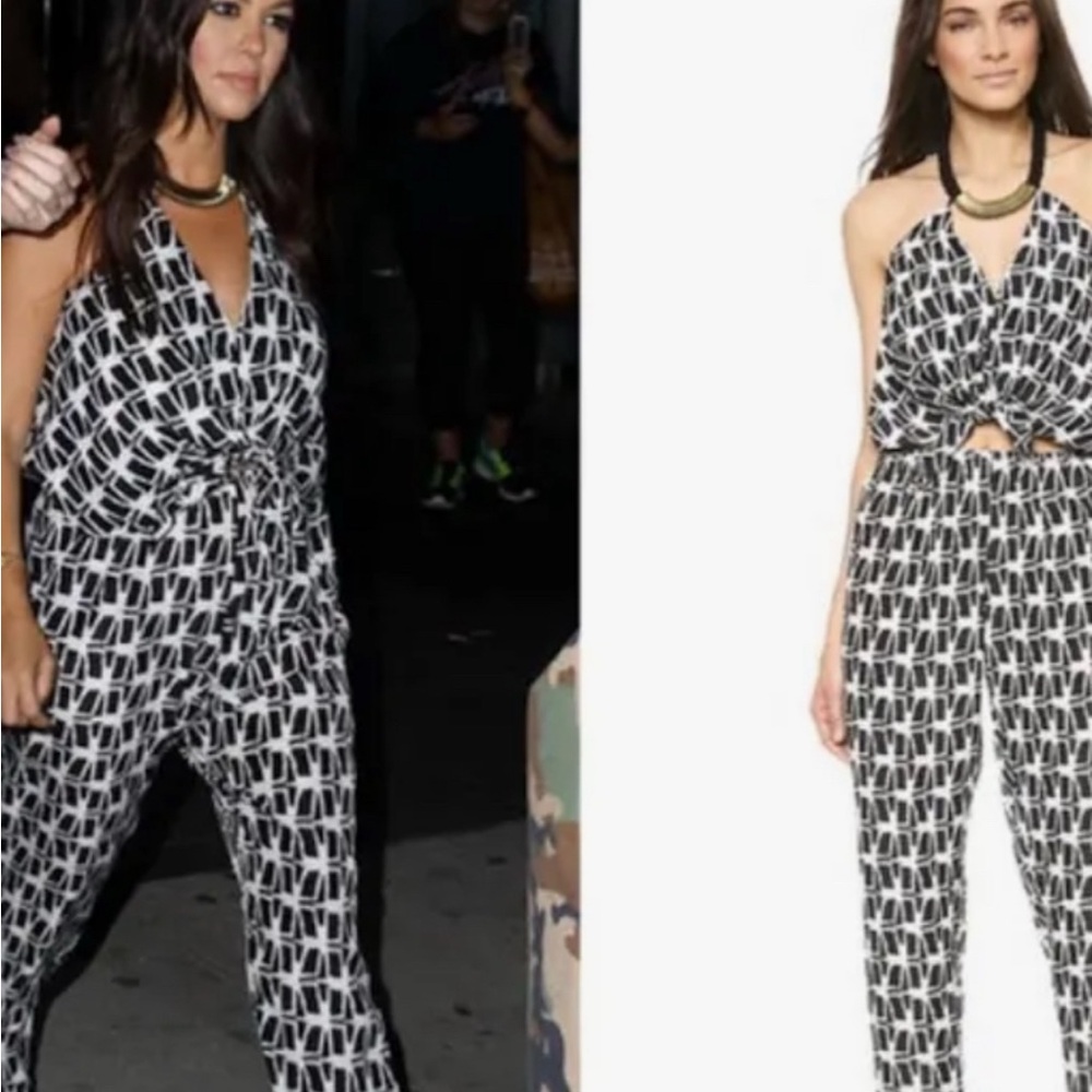 Designer kardashian geometric tube top jumpsuit  no wrinkles vacation  small